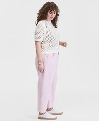 On 34th Trendy Plus Cropped Barrel-Leg Jeans, Macy's Exclusive
