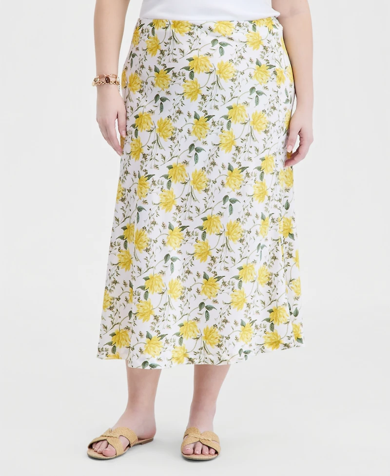 On 34th Trendy Plus Printed Slip Skirt, Macy's Exclusive
