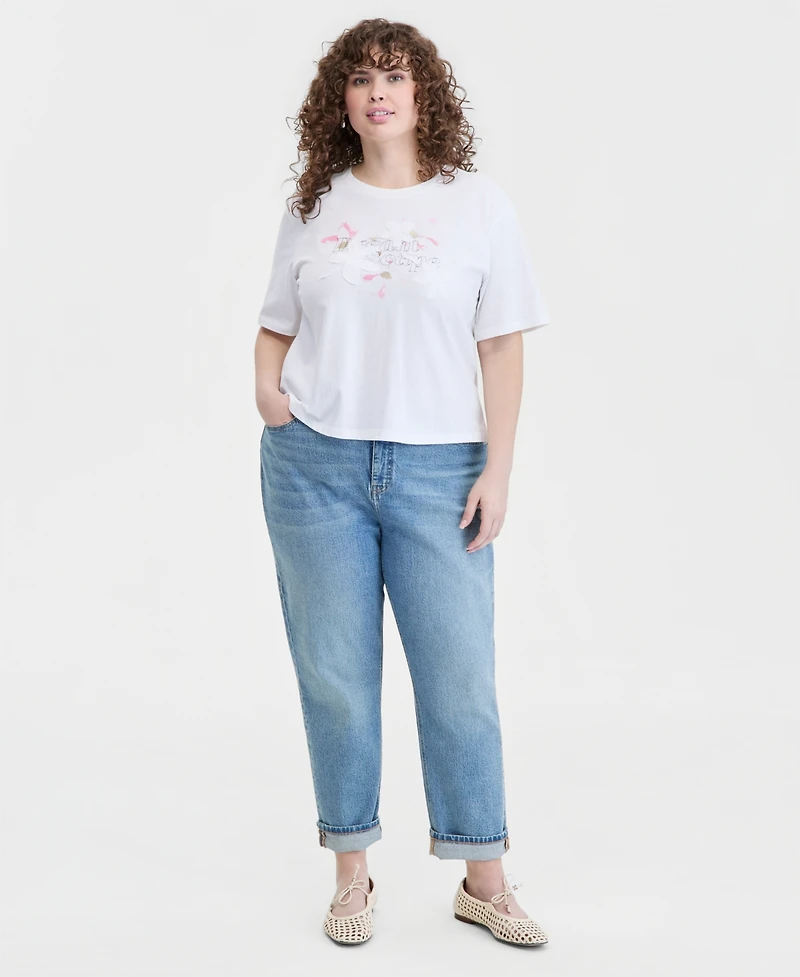On 34th Trendy Plus Size Dreamscape Applique T-Shirt, Macy's Exclusive