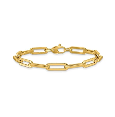 Curata Jewelry Solid 18k Gold Italian 7.5 Inch 5.3mm Squared Paperclip Link Bracelet