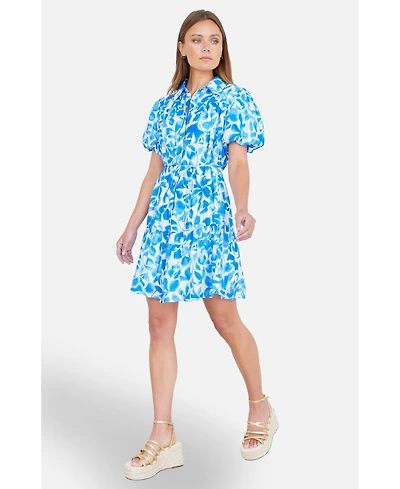 Yumi Women's Floral Print Relaxed Shirt Dress