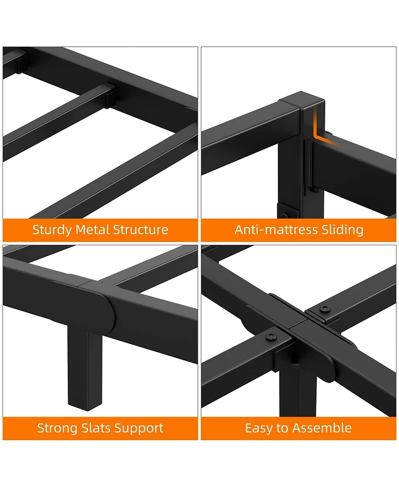gaomon Metal Platform Bed Frame with Steel Slats Support, Mattress Foundation