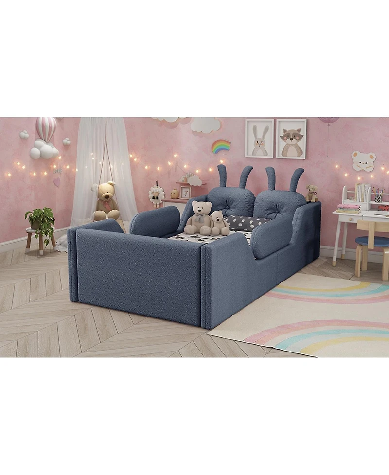 Streamdale Furniture Streamdale Twin Upholstered Platform Bed with Rabbit Cushion & Removable Rails
