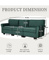 Streamdale Furniture 94" 3-Seater Corduroy Sofa Couch with Deep Seats & Removable Cushions
