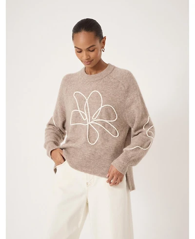 Hush Women's Wool Blend Flower Motif Jumper