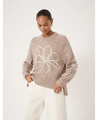 Hush Women's Wool Blend Flower Motif Jumper