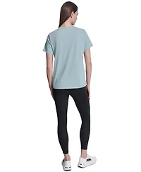 Dkny Sport Women's Rhinestone Varsity Logo Relaxed Fit Pull-On T-Shirt