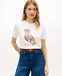 Tommy Hilfiger Women's Graphic Dog Print T-Shirt