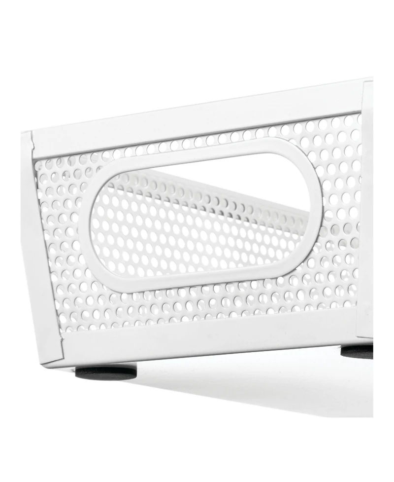 mDesign Perforated Metal Storage Bin with Handles - Set of 2 - Matte White