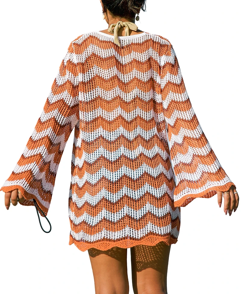 Cupshe Women's Echo Valley Chevron Cover-Up Kimono