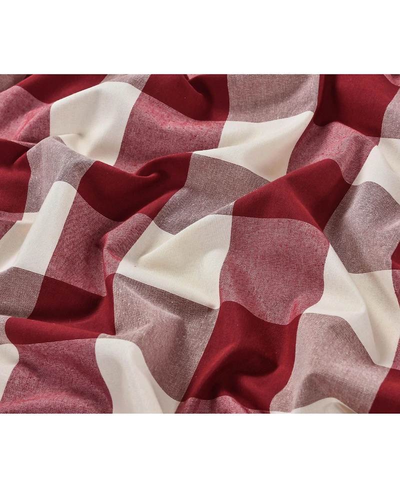 Kate Aurora Country Farmhouse Rod Pocket Buffalo Plaid Gingham Tie Up Window Curtain Panel