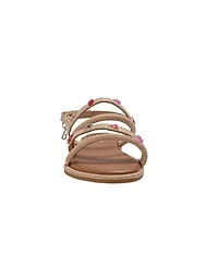 Bebe Girls Girl's Fashion Sandals – Dressy Shoes with Tiny Fruit Charms and Raffia Embossed Accents