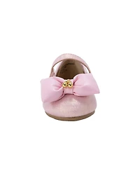 Bebe Toddler Ballet Flat with Puffy Bow and Cherry Charm