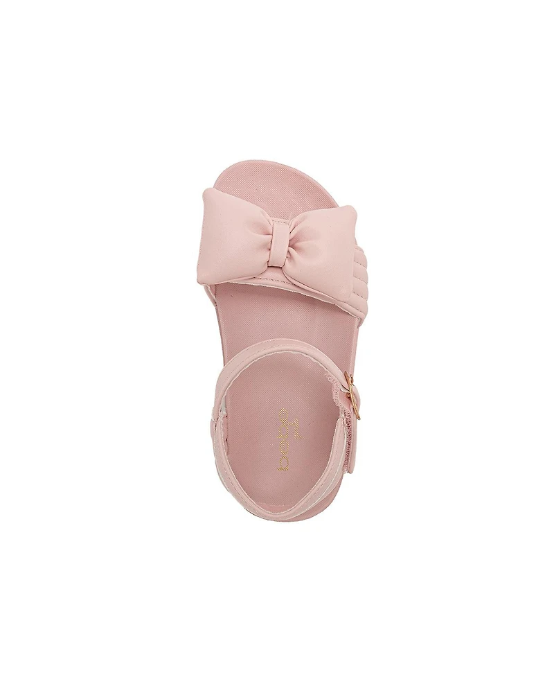 Bebe Girls Footbed Sandals - Lightweight Comfort & Adjustable Strap with Puffy Bow Detail