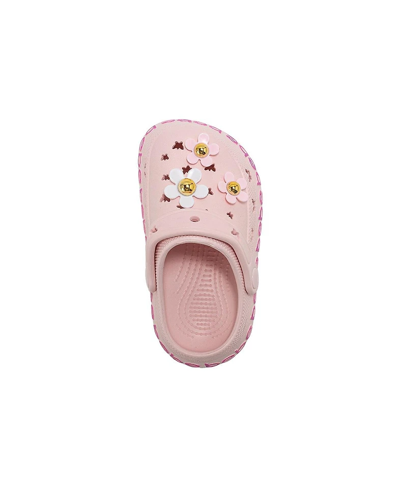 Bebe Big Girls Comfort Eva Clogs - Slip On Comfy Shoes with Flower Charms