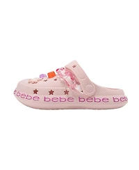 Bebe Little Girls Lightweight Eva Clog with Chain Logo Grosgrain Ribbon and Charms