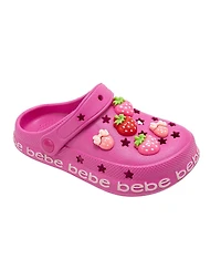 Bebe Little Girls Eva Lightweight Clogs - Slip On Comfy Shoes with Fruit Charms