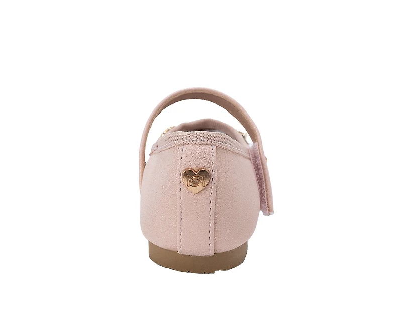 Bebe Toddler Shimmer Pu Flats - Dressy and Comfortable Shoes with Charm Accents