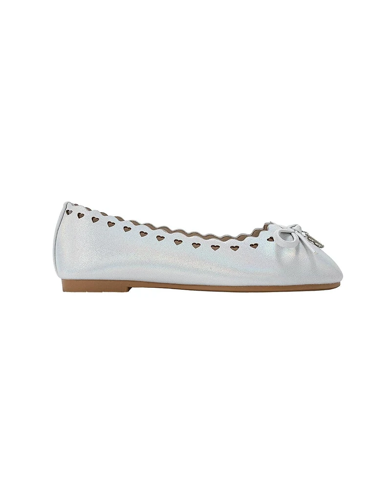 Bebe Girls Girl's Ballet Flats – Comfy Easy Slip-On Shoes with Cut-Out Detail, Bow & Hanging Charm
