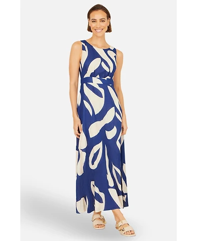 Yumi Women's Cotton Abstract Print Maxi Dress