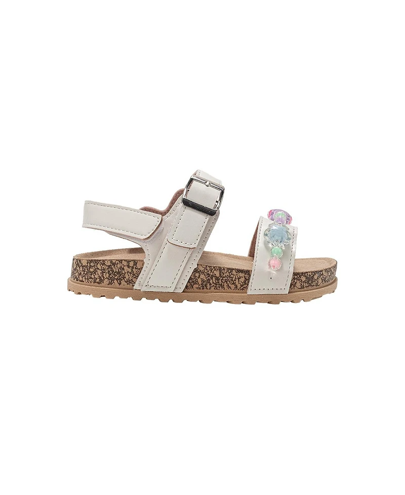 Bebe Little Girls Footbed Sandals - Comfortable Design & Beaded Ankle Strap
