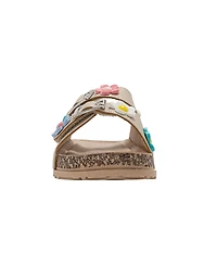Bebe Big Girls Footbed Sandals - Lightweight and comfy, with Adjustable Buckles Colorful Floral Charm Accents