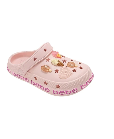 Bebe Girls Eva Slip - On with Treat and Logo Charms Clogs
