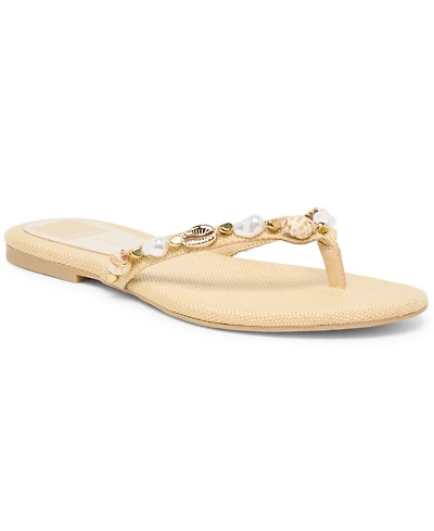 Dolce Vita Women's Kysha Embellished Shell Thong Slip-On Flip Flop Sandals