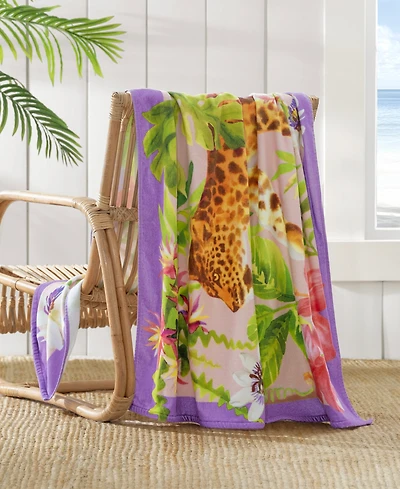 The Beach House Cotton Hidden Leopard Printed Beach Towel, 38" x 70"