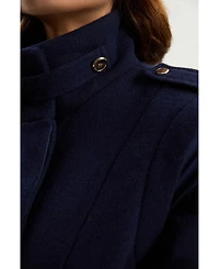 Karen Millen Women's Wool High Neck Puffer Belted Midi Coat