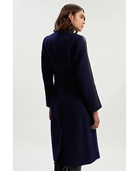 Karen Millen Women's Wool Pu Mix Belted Midi Coat