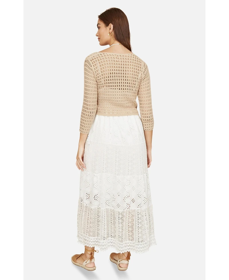 Yumi Women's Crochet Cotton Twisted Bolero Top