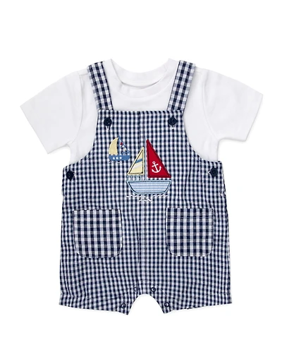 Baby Essentials Boys' Sailboat Graphic Shortalls & T-Shirt, 2-Piece Set