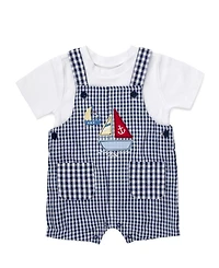 Baby Essentials Boys' Sailboat Graphic Shortalls & T-Shirt, 2-Piece Set
