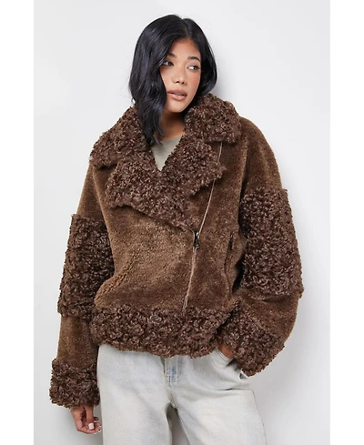 Warehouse Women's Faux Fur Mix Zip Through Jacket