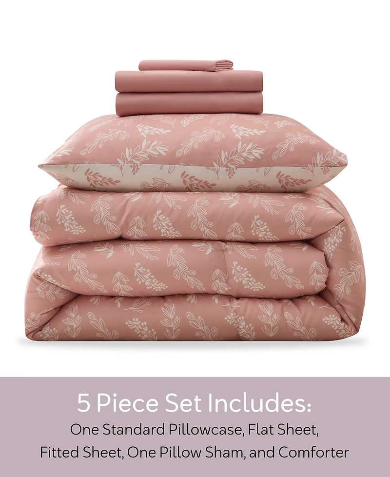 Nestl Luxury Soft Botanical Design 5-Pc. Comforter Set