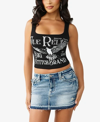True Religion Women's Crystal Printed Rib Tank Top