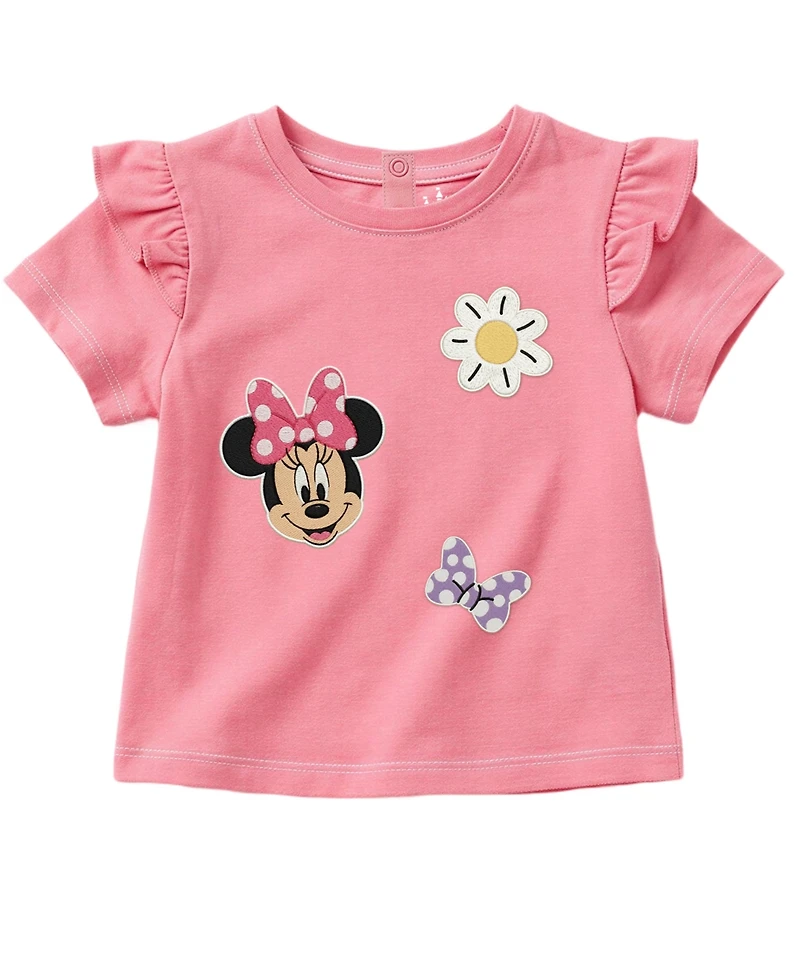 Disney Baby Girls' Short-Sleeve T-Shirt and Striped Shorts, 2-Piece Set