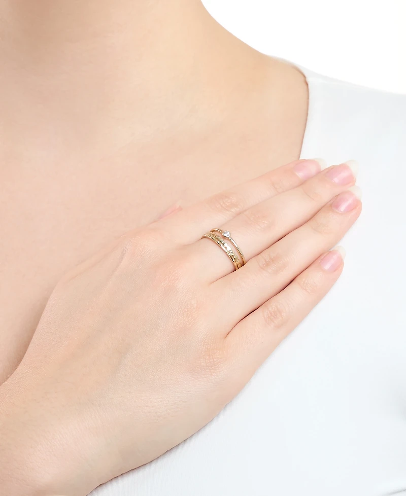 Macy's 3-Pc. Cubic Zirconia Hammered and Textured Ring Set