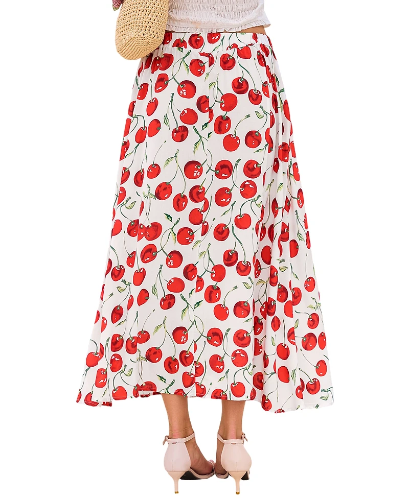 Cupshe Women's Garnish Cherry Midi Skirt