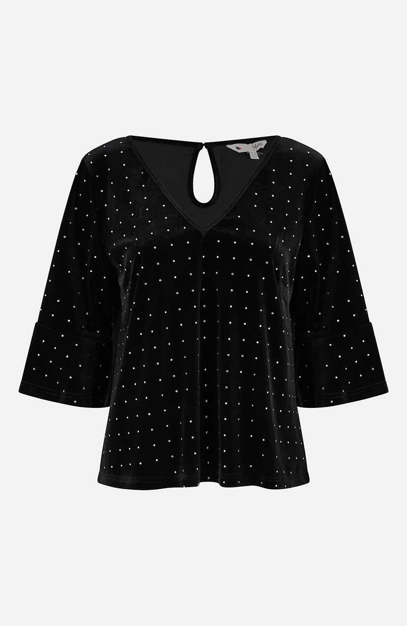 Yumi Women's Fluted Sleeve Relaxed Fit Top