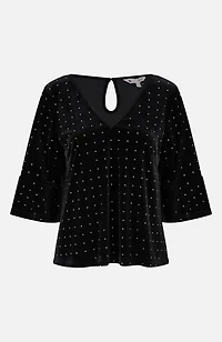 Yumi Women's Fluted Sleeve Relaxed Fit Top