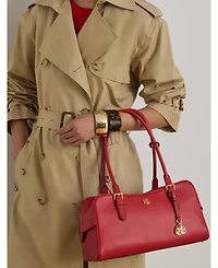 Lauren Ralph Leather Large Marcy Zip Satchel Bag