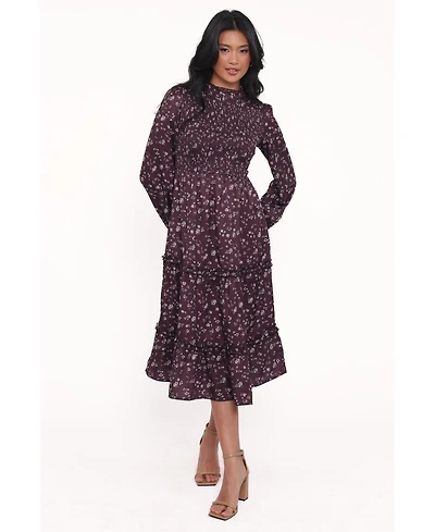 Petal and Pup Women's Edwina Shirred Frill Long Sleeve Midi Dress