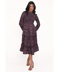 Petal and Pup Women's Edwina Shirred Frill Long Sleeve Midi Dress