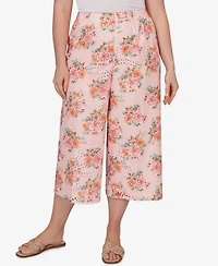 Ruby Rd. Plus Floral Eyelet Pull-On Capri Pants
