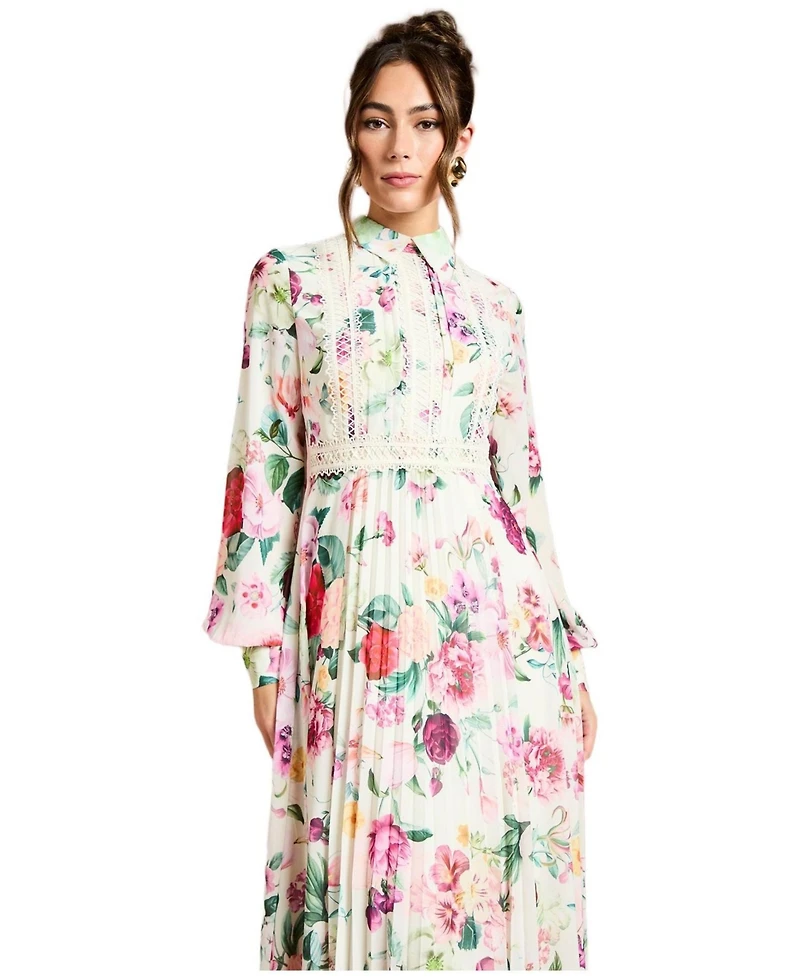 Coast Women's Pleated Lace Trim Midi Dress