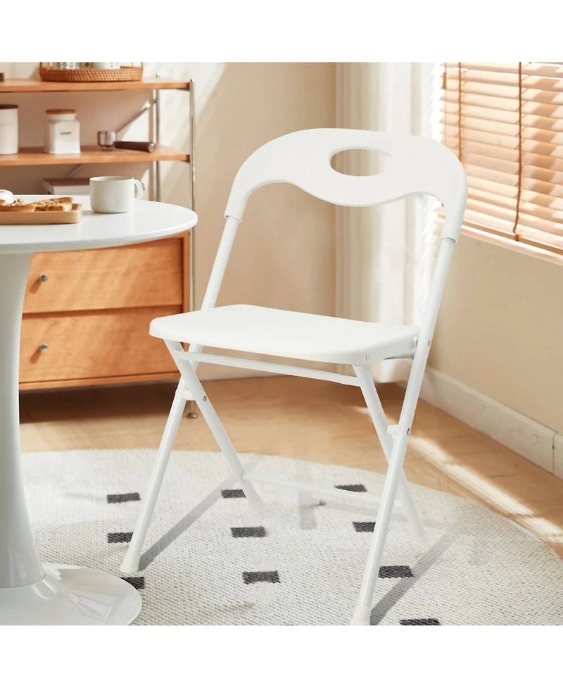 Clihome 4-Pack Stainless Steel Folding Chairs - Heavy-Duty 800lb Capacity, Stackable & Waterproof