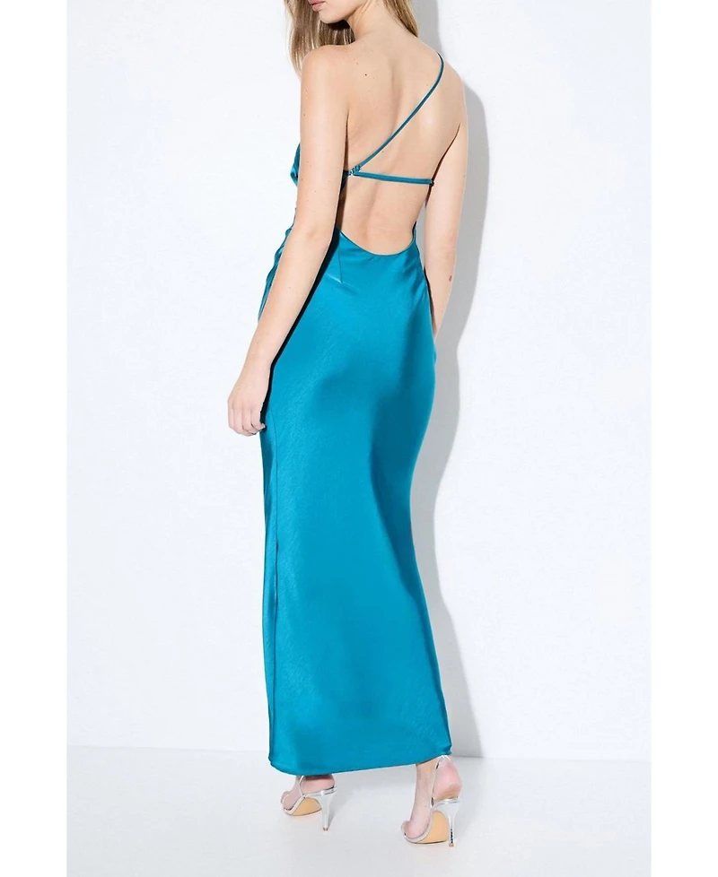 MissPap Women's Satin Asymmetric Maxi Bridesmaid Dress