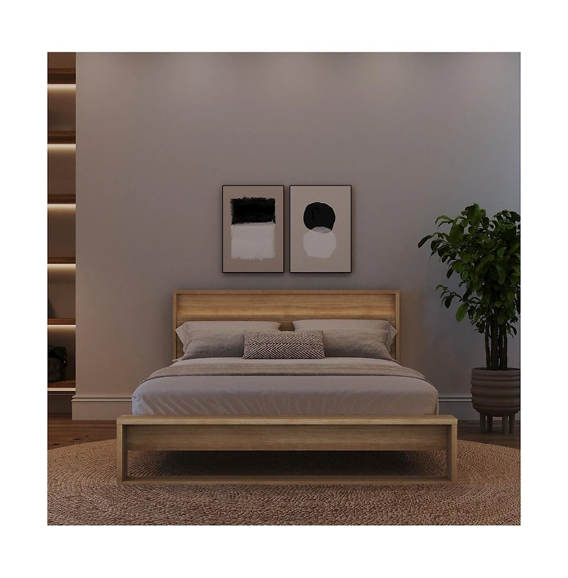 Nexera Gael Slatted Bedframe and Headboard with Integrated Light